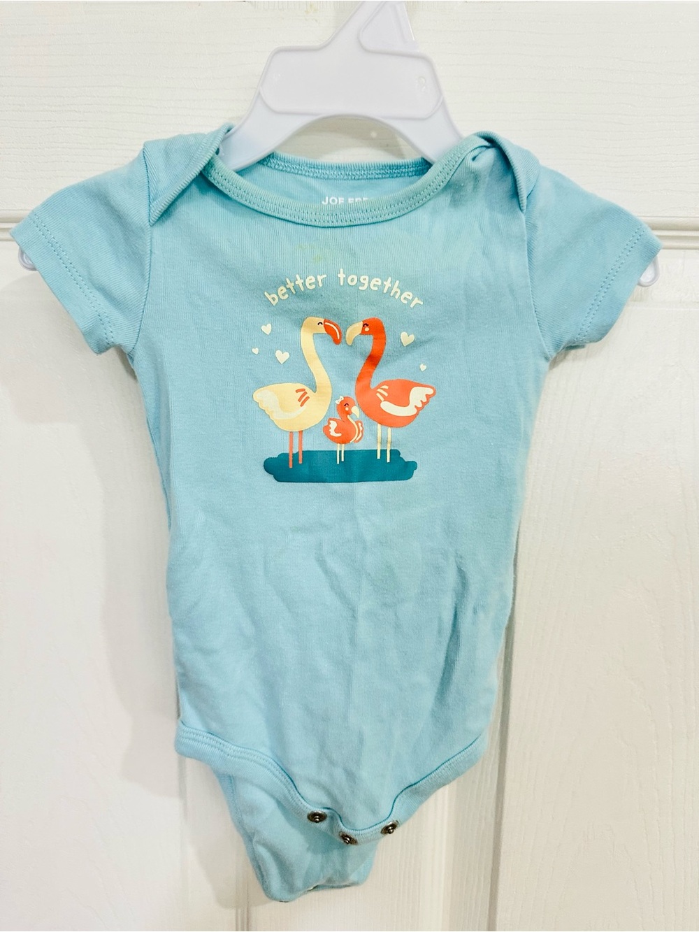 Joe Fresh Light Blue Flamingo Family Graphic One-Piece